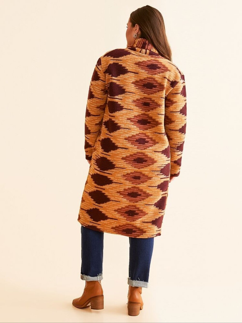 Hooey Aztec Duster Cardigan Maroon Brown Western Aztec Ranch Boho Size S